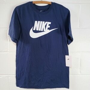 Nike Men's Short Sleeve NAVY BLUE Crewneck Tshirt‎ Size SMALL Big Graphic Logo